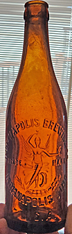 INDIANAPOLIS BREWING COMPANY EMBOSSED BEER BOTTLE