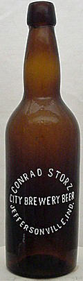 CONRAD STORZ CITY BREWERY BEER EMBOSSED BEER BOTTLE