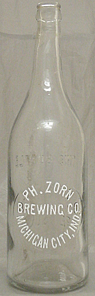 PHILLIP ZORN BREWING COMPANY EMBOSSED BEER BOTTLE