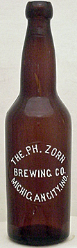 PHILLIP ZORN BREWING COMPANY EMBOSSED BEER BOTTLE