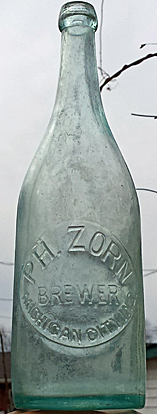 PHILLIP ZORN BREWER EMBOSSED BEER BOTTLE