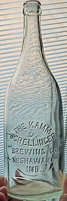 THE KAMM & SCHELLINGER BREWING COMPANY EMBOSSED BEER BOTTLE