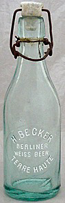 H. BECKER BERLINER WEISS BEER EMBOSSED BEER BOTTLE