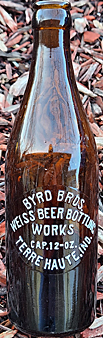 BYRD BROTHERS WEISS BEER BOTTLING WORKS EMBOSSED BEER BOTTLE