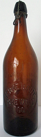 TERRE HAUTE BREWING COMPANY EMBOSSED BEER BOTTLE