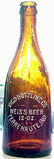 VIGO BOTTLING COMPANY WEISS BEER EMBOSSED BEER BOTTLE