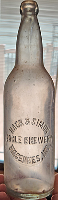 HACK & SIMON EAGLE BREWERY EMBOSSED BEER BOTTLE