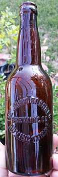 THE JOHN BRENNER BREWING COMPANY EMBOSSED BEER BOTTLE