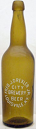 FRED J. DREXLER JR. CITY BREWERY BEER EMBOSSED BEER BOTTLE