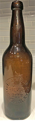 FRED J. DREXLER JR. CITY BREWERY BEER EMBOSSED BEER BOTTLE