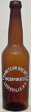 FRANK FEHR BREWING COMPANY EMBOSSED BEER BOTTLE