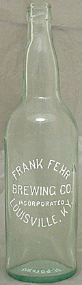 FRANK FEHR BREWING COMPANY EMBOSSED BEER BOTTLE