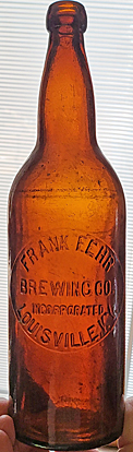 FRANK FEHR BREWING COMPANY EMBOSSED BEER BOTTLE