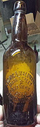 LUDWIG & WALDMANN MAIN STREET BREWERY BEER EMBOSSED BEER BOTTLE