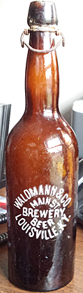 WALDMANN & COMPANY MAIN STREET BREWERY BEER EMBOSSED BEER BOTTLE