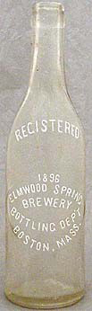 ELMWOOD SPRING BREWERY BOTTLING DEPARTMENT EMBOSSED BEER BOTTLE