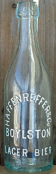 HAFFENREFFER & COMPANY BOYLSTON LAGER BIER EMBOSSED BEER BOTTLE