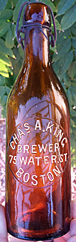 CHARLES A. KING BREWER EMBOSSED BEER BOTTLE