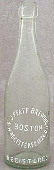 H. & J. PFAFF BREWING COMPANY EMBOSSED BEER BOTTLE