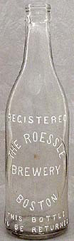 THE ROESSLE BREWERY EMBOSSED BEER BOTTLE