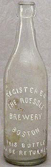 THE ROESSLE BREWERY EMBOSSED BEER BOTTLE