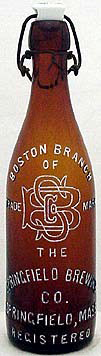 SPRINGFIELD BREWERIES COMPANY EMBOSSED BEER BOTTLE