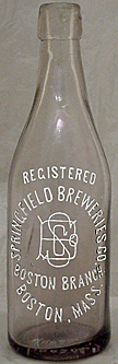 THE SPRINGFIELD BREWING COMPANY EMBOSSED BEER BOTTLE