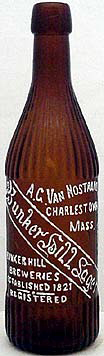 BUNKER HILL LAGER EMBOSSED BEER BOTTLE