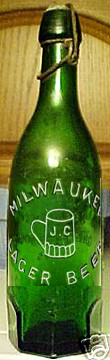 MILWAUKEE LAGER BEER EMBOSSED BEER BOTTLE