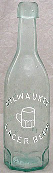 MILWAUKEE LAGER BEER EMBOSSED BEER BOTTLE