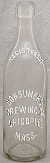 CONSUMERS BREWING COMPANY EMBOSSED BEER BOTTLE