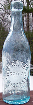 WILLIAM RITTER BREWER EMBOSSED BEER BOTTLE