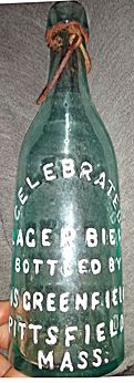 GUS GREENFIELD CELEBRATED LAGER BIER EMBOSSED BEER BOTTLE