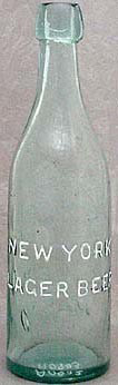 NEW YORK LAGER BEER EMBOSSED BEER BOTTLE