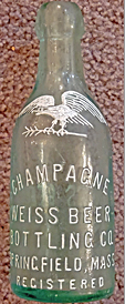 CHAMPAGNE WEISS BEER BOTTLING COMPANY EMBOSSED BEER BOTTLE