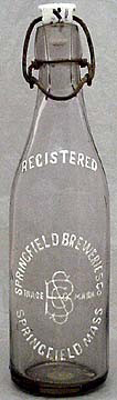 SPRINGFIELD BREWERIES COMPANY EMBOSSED BEER BOTTLE