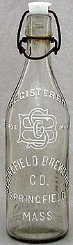 SPRINGFIELD BREWERIES COMPANY EMBOSSED BEER BOTTLE