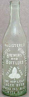 BOWLER BROTHERS BREWERS & BOTTLERS EMBOSSED BEER BOTTLE