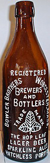 BOWLER BROTHERS BREWERS & BOTTLERS EMBOSSED BEER BOTTLE