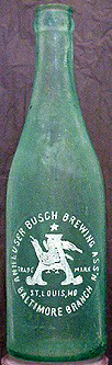 ANHEUSER BUSCH BREWING ASSOCIATION EMBOSSED BEER BOTTLE