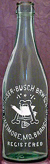 ANHEUSER BUSCH BREWING ASSOCIATION EMBOSSED BEER BOTTLE