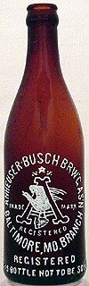 ANHEUSER BUSCH BREWING ASSOCIATION EMBOSSED BEER BOTTLE