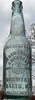 FRED BAUERNSCHMIDT AMERICAN BREWERY EMBOSSED BEER BOTTLE