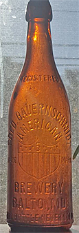 FRED BAUERNSCHMIDT AMERICAN BREWERY EMBOSSED BEER BOTTLE