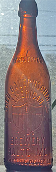 FRED BAUERNSCHMIDT AMERICAN BREWERY EMBOSSED BEER BOTTLE