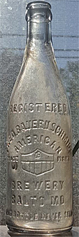 FRED BAUERNSCHMIDT AMERICAN BREWERY EMBOSSED BEER BOTTLE