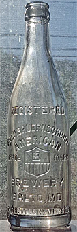 FRED BAUERNSCHMIDT AMERICAN BREWERY EMBOSSED BEER BOTTLE