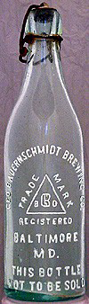 THE GEORGE BAUERNSCHMIDT BREWING COMPANY EMBOSSED BEER BOTTLE