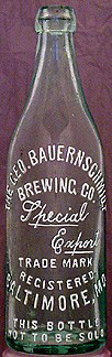 THE GEORGE BAUERNSCHMIDT BREWING COMPANY EMBOSSED BEER BOTTLE