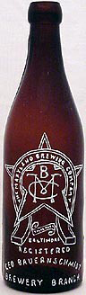 GEORGE BAUERNSCHMITDT BREWERY EMBOSSED BEER BOTTLE